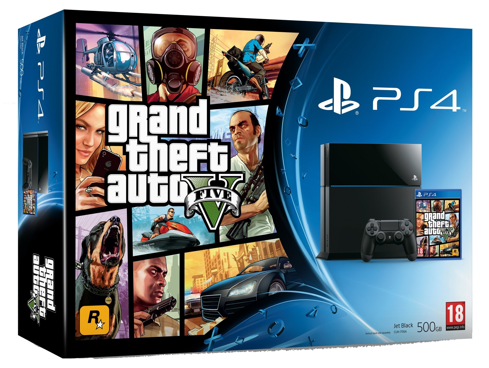 PS4 Standard + GTA V-Konsole (500 GB)